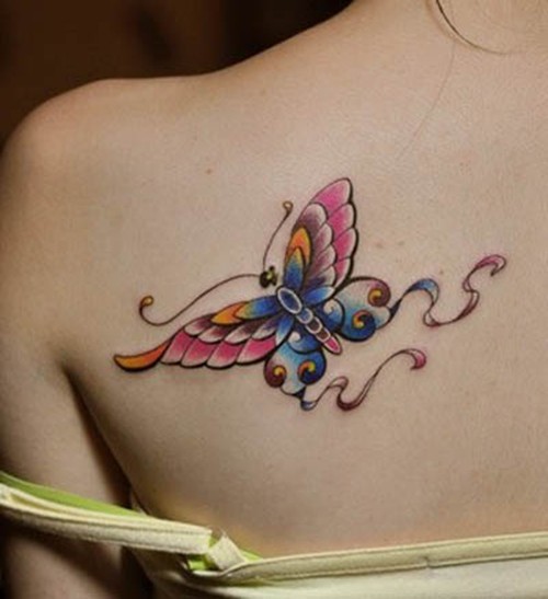 点击大图看下一张：唯美漂亮的蝴蝶纹身图2