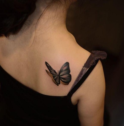 点击大图看下一张：唯美漂亮的蝴蝶纹身图3