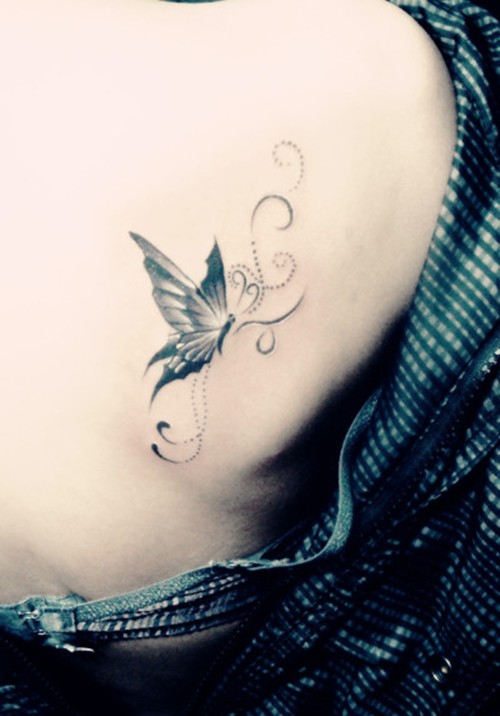 点击大图看下一张:唯美漂亮的蝴蝶纹身图10