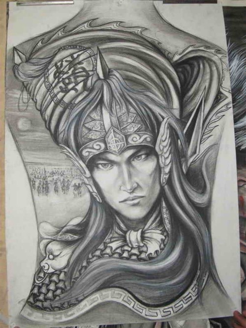 点击大图看下一张：赵云手稿 满背赵云纹身图8