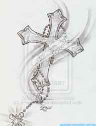 大臂纹身图片：大臂地裂十字架纹身图片图案