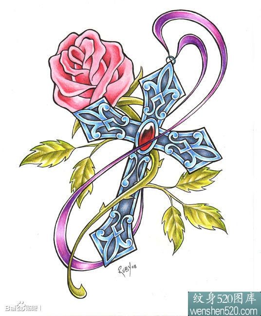 点击大图看下一张:一组超酷经典十字架纹身手稿套图图6