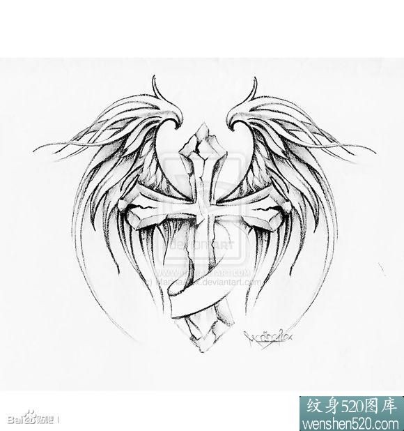 点击大图看下一张:一组超酷经典十字架纹身手稿套图图9