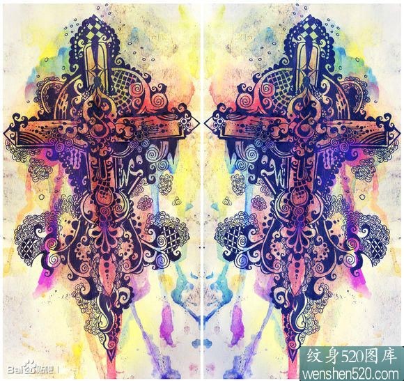 点击大图看下一张:一组超酷经典十字架纹身手稿套图图8