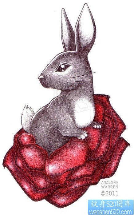 点击大图看下一张：小巧可爱的一张小兔子纹身图片