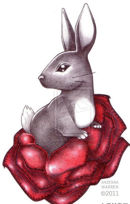 点击大图看下一张：一组可爱前卫的小兔子纹身手稿