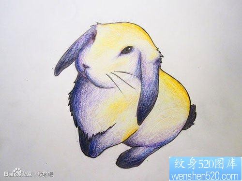 点击大图看下一张：一张可爱经典的小兔子纹身手稿