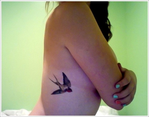 点击大图看下一张：胸部一只漂亮的小燕子纹身