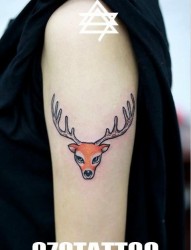 大臂上一幅个性的鹿纹身图片