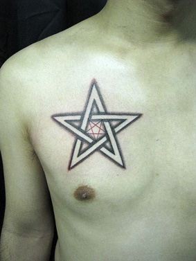点击大图看下一张：五角星形状的图案纹身