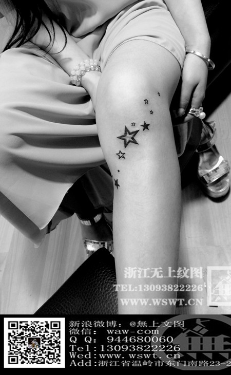 点击大图看下一张：膝盖小星星纹身