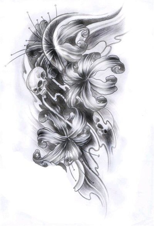 点击大图看下一张：漂亮的花朵纹身作品 手稿欣赏图4
