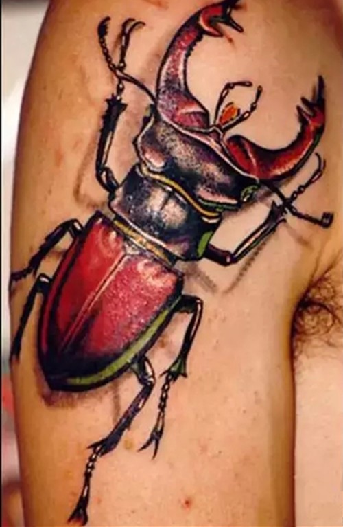 点击大图看下一张：效果逼真的昆虫纹身图2