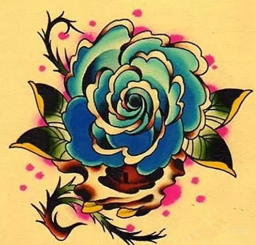 点击大图看下一张：娇艳玫瑰纹身手稿欣赏图2