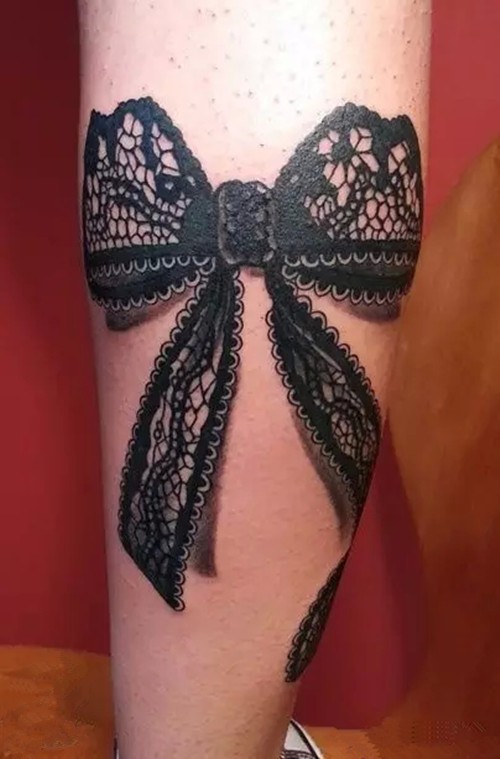 点击大图看下一张：性感的蕾丝蝴蝶结纹身图7
