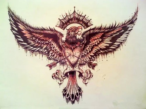 点击大图看下一张：展翅高飞的雄鹰纹身手稿集