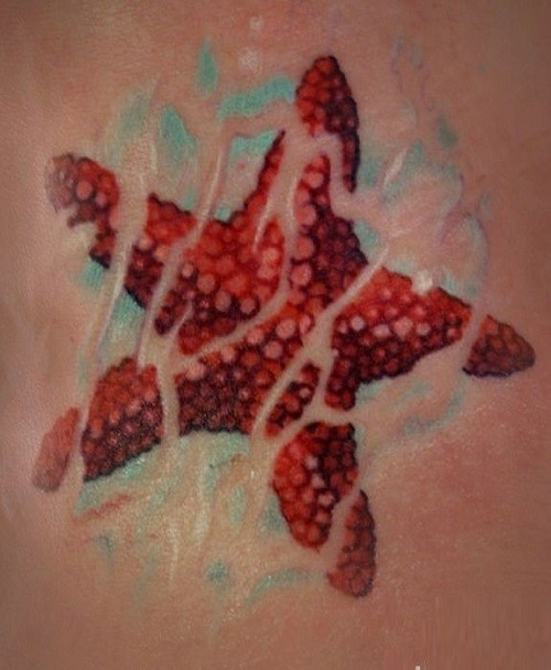 点击大图看下一张：海星图案纹身图2