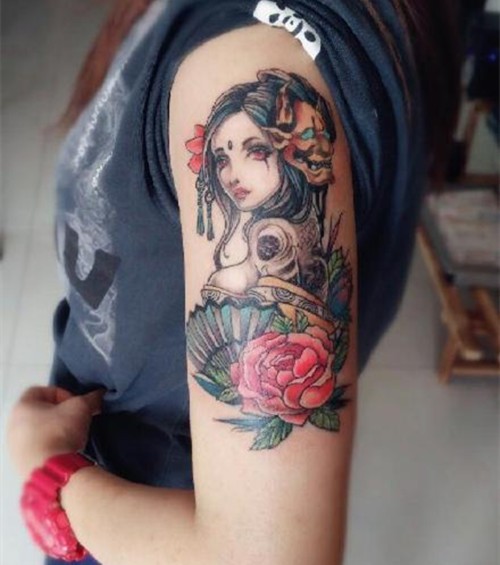 点击大图看下一张：手臂  腿部经典日本艺妓纹身图4