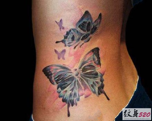 点击大图看下一张：性感小蛮腰上的蝴蝶纹身图4