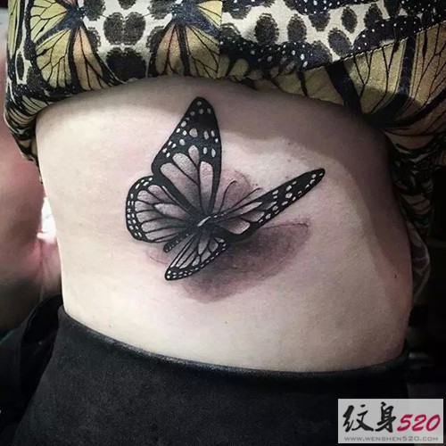 点击大图看下一张：性感小蛮腰上的蝴蝶纹身图7