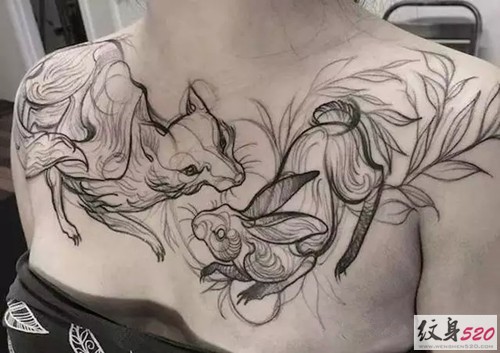 点击大图看下一张：纹身艺术家Naomi的趣味小动物纹身图9