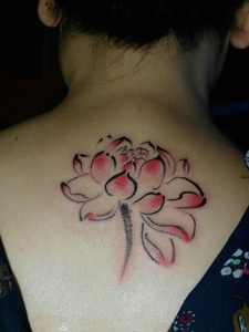 如此盛开的莲花后背纹身图片