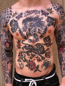 一组非常精彩有趣的花胸纹身图案