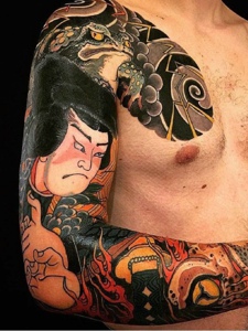 老传统经典日式半甲纹身图片