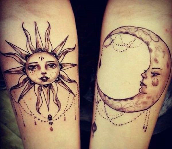 点击大图看下一张：另类的太阳与月亮一起的手臂纹身(1/1)