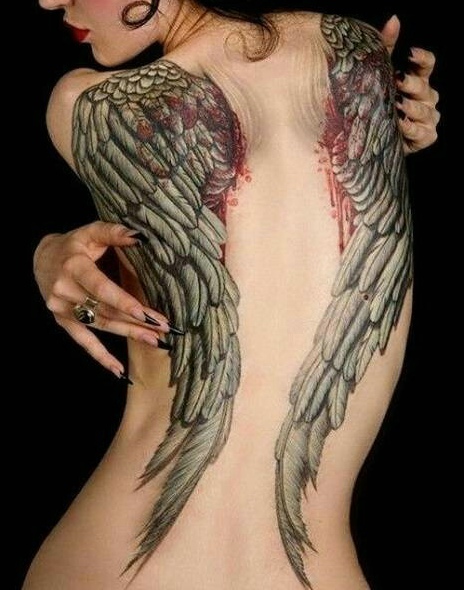 点击大图看下一张：非常重口味的血腥翅膀纹身图片(1/1)