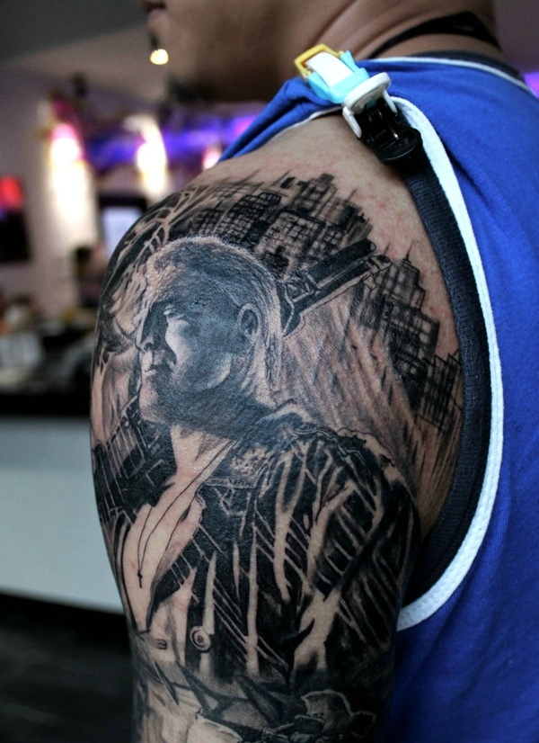 点击大图看下一张:大臂欧美男士肖像纹身图案很帅气(1/1)