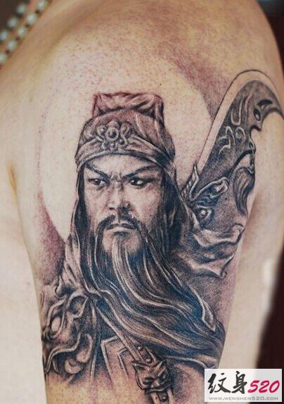 点击大图看下一张：传统中国风关公纹身