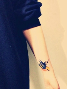 优雅好看的手臂小燕子纹身图片