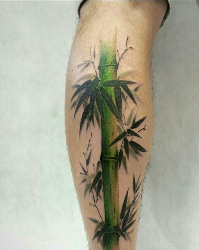 点击大图看下一张：遮盖腿部的漂亮山竹纹身刺青