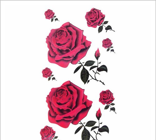点击大图看下一张：娇艳欲滴的红玫瑰纹身手稿