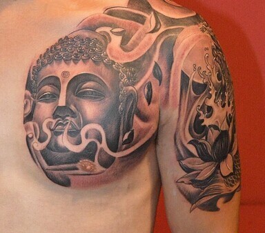 点击大图看下一张:男士经典佛像半甲纹身