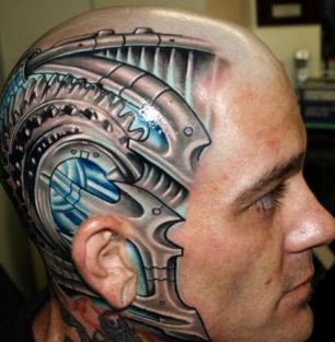 点击大图看下一张：大胆夸张的头部纹身