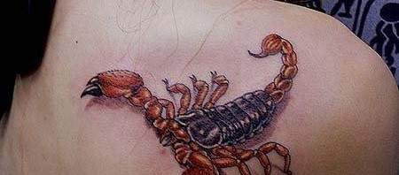 点击大图看下一张：帅气的肩部蝎子纹身大全