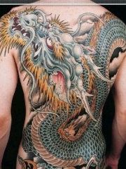 中国风经典传统的满背龙纹身