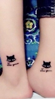 情侣脚踝猫咪纹身图案
