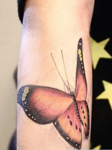 点击大图看下一张：手臂蝴蝶刺青图片