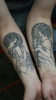 情侣宗教头像手臂纹身