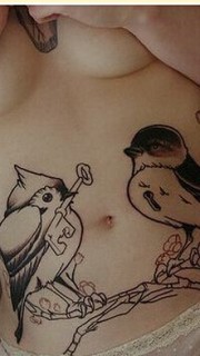 时尚性感女性腹部创意燕子纹身
