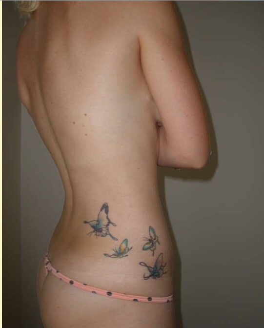 点击大图看下一张：性感个性女生腰部漂亮彩色蝴蝶纹