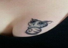 性感女生胸部小可爱猫咪纹身