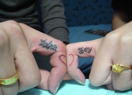 点击大图看下一张：情侣手指英文字母甜蜜纹身