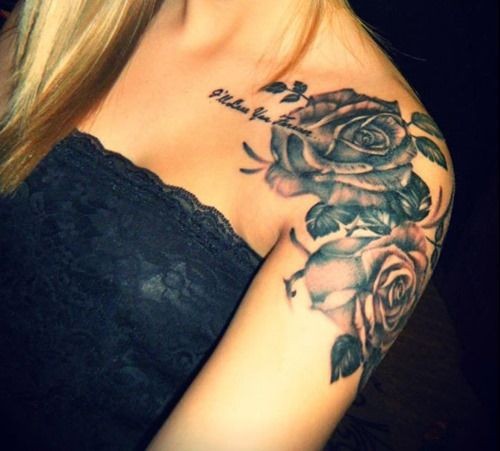 点击大图看下一张：手臂上好看个性玫瑰花纹身