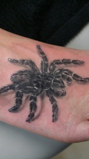男性脚背个性3D蜘蛛纹身