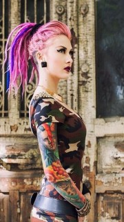 个性女人时尚花臂纹身图案