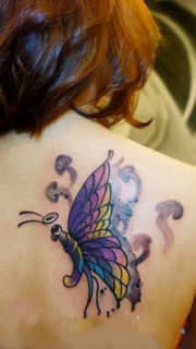 美丽蝴蝶背部流行纹身图案